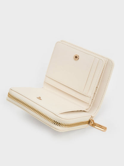 Finley Zip-Around Small Wallet - Cream | CHARLES & KEITH