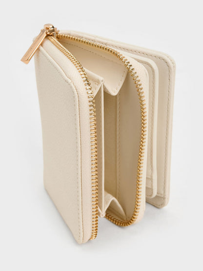 Finley Zip-Around Small Wallet - Cream | CHARLES & KEITH