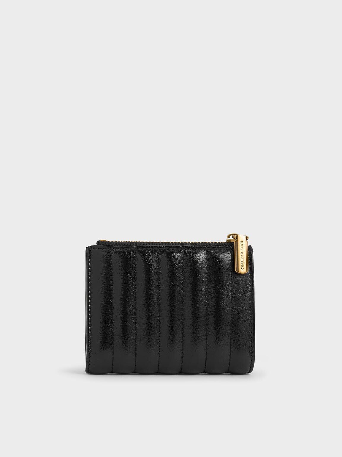 Donna Panelled Top-Zip Wallet - Black | CHARLES & KEITH