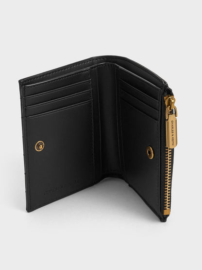 Donna Panelled Top-Zip Wallet - Black | CHARLES & KEITH