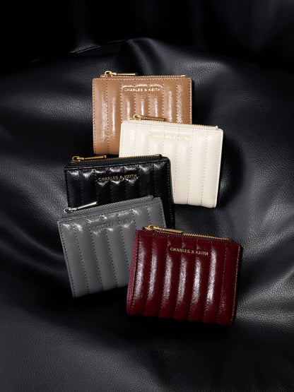 Donna Panelled Top-Zip Wallet - Black | CHARLES & KEITH