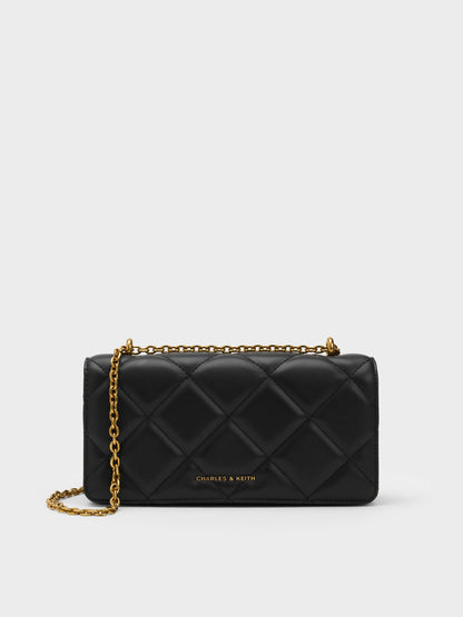 Paffuto Quilted Wallet On Chain - Black | CHARLES & KEITH