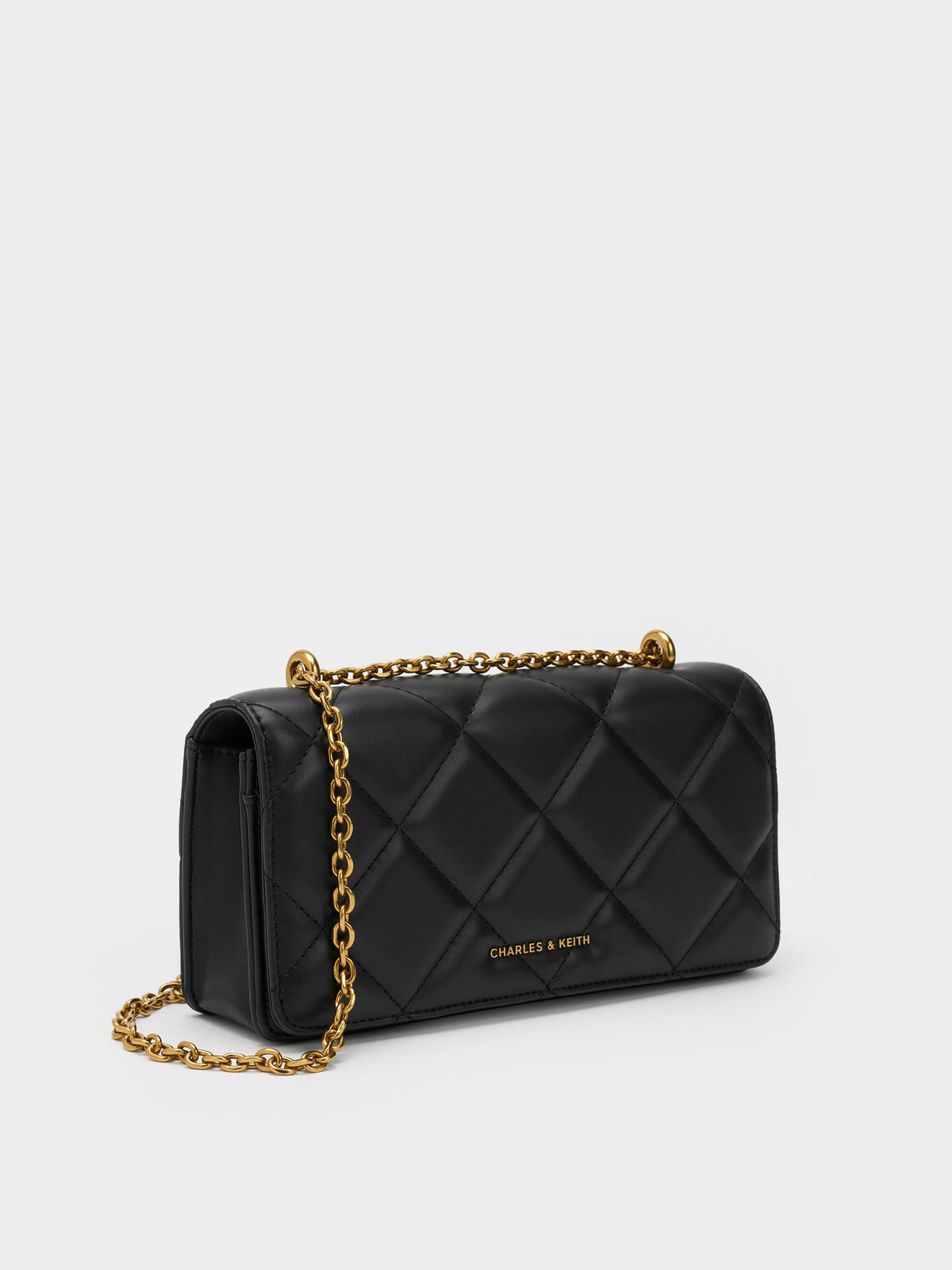 Paffuto Quilted Wallet On Chain - Black | CHARLES & KEITH