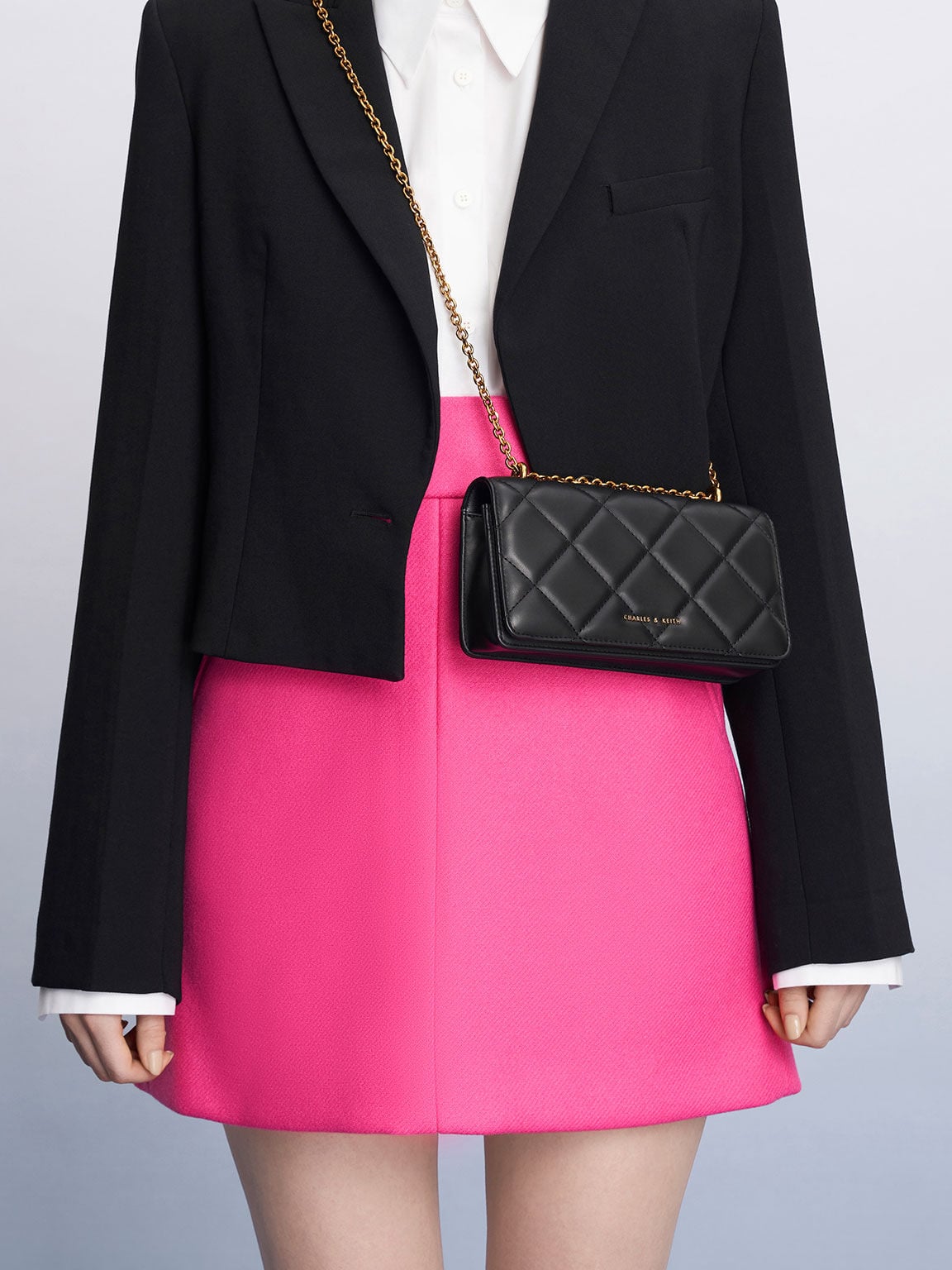 Paffuto Quilted Wallet On Chain - Black | CHARLES & KEITH