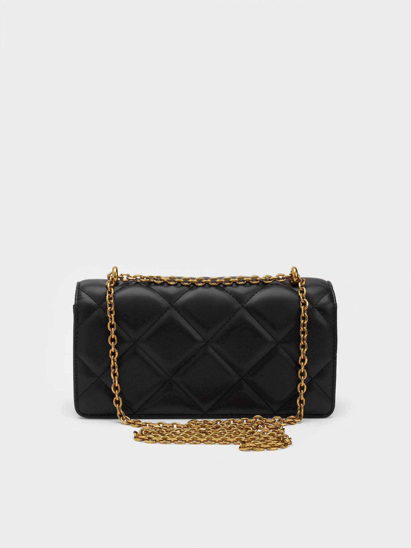 Paffuto Quilted Wallet On Chain - Black | CHARLES & KEITH