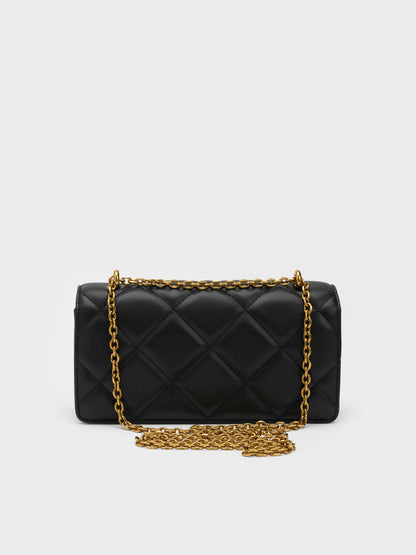 Paffuto Quilted Wallet On Chain - Black | CHARLES & KEITH