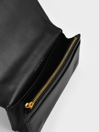 Paffuto Quilted Wallet On Chain - Black | CHARLES & KEITH