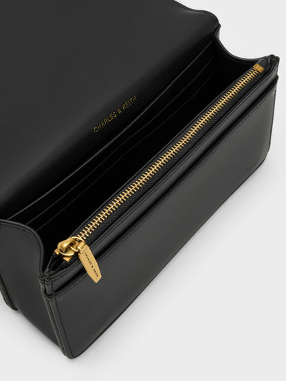 Paffuto Quilted Wallet On Chain - Black | CHARLES & KEITH