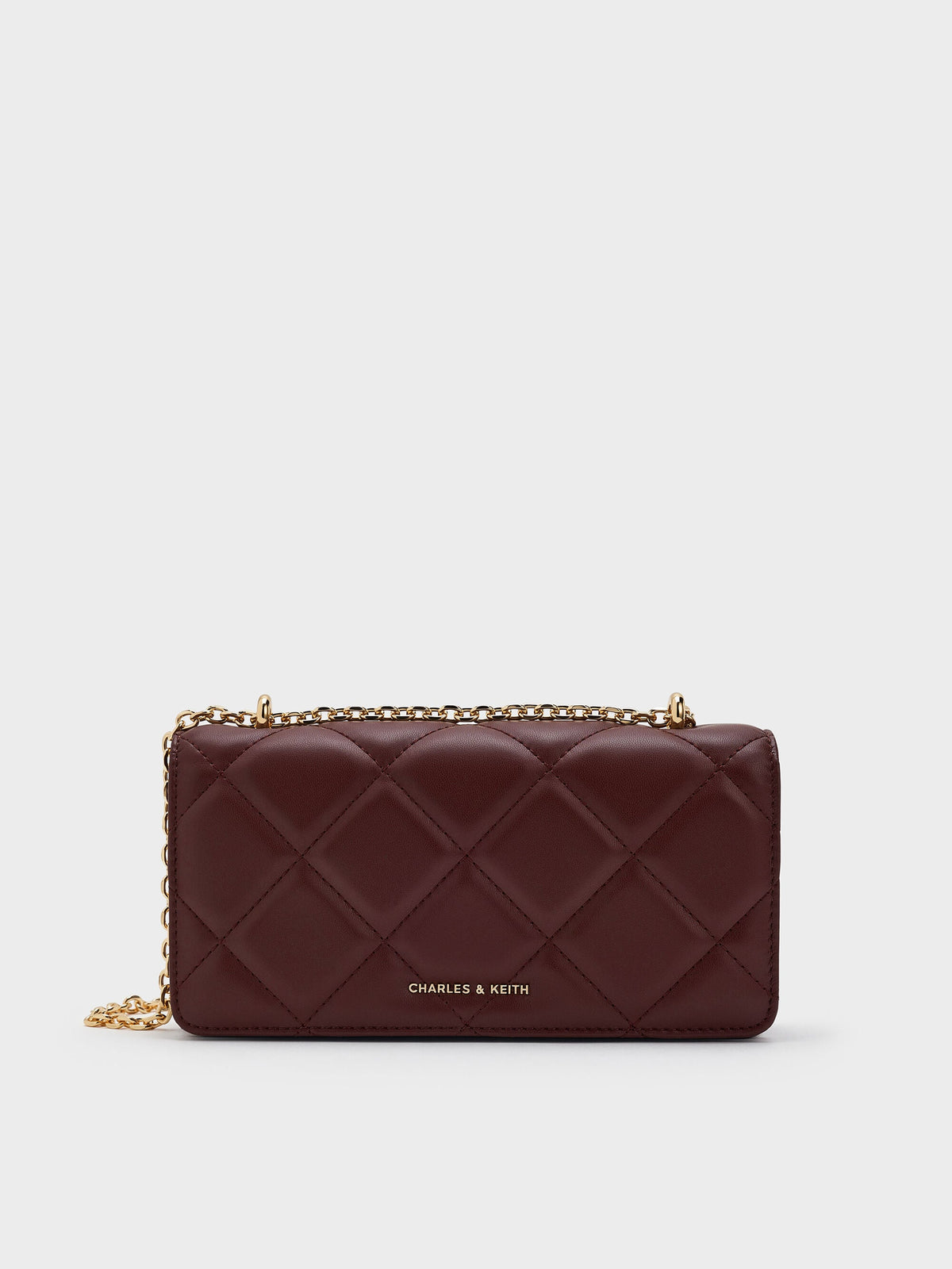 Paffuto Quilted Chain-Handle Long Wallet - Dark Chocolate | CHARLES & KEITH