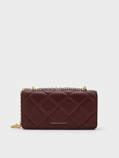 Paffuto Quilted Chain-Handle Long Wallet - Dark Chocolate | CHARLES & KEITH