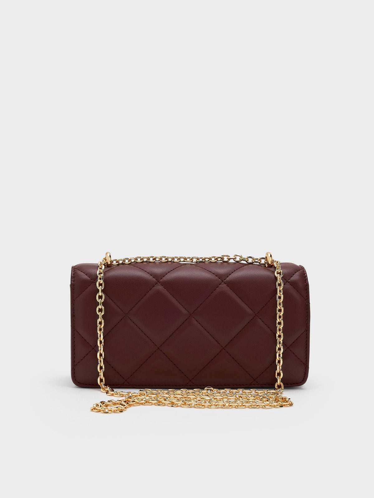 Paffuto Quilted Chain-Handle Long Wallet - Dark Chocolate | CHARLES & KEITH