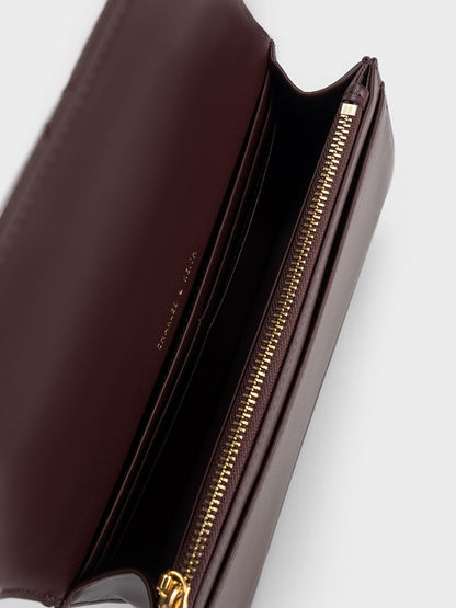 Paffuto Quilted Chain-Handle Long Wallet - Dark Chocolate | CHARLES & KEITH