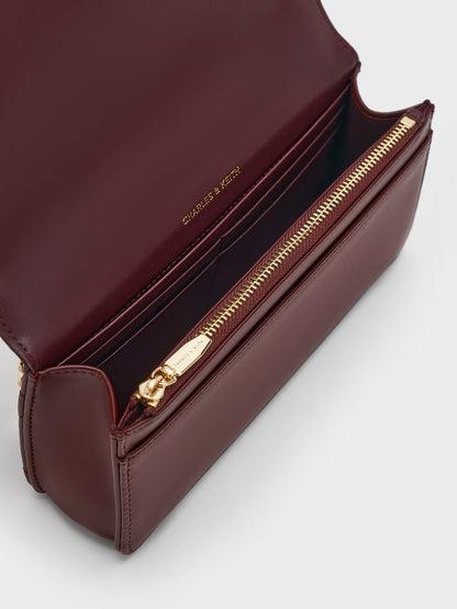 Paffuto Quilted Chain-Handle Long Wallet - Dark Chocolate | CHARLES & KEITH