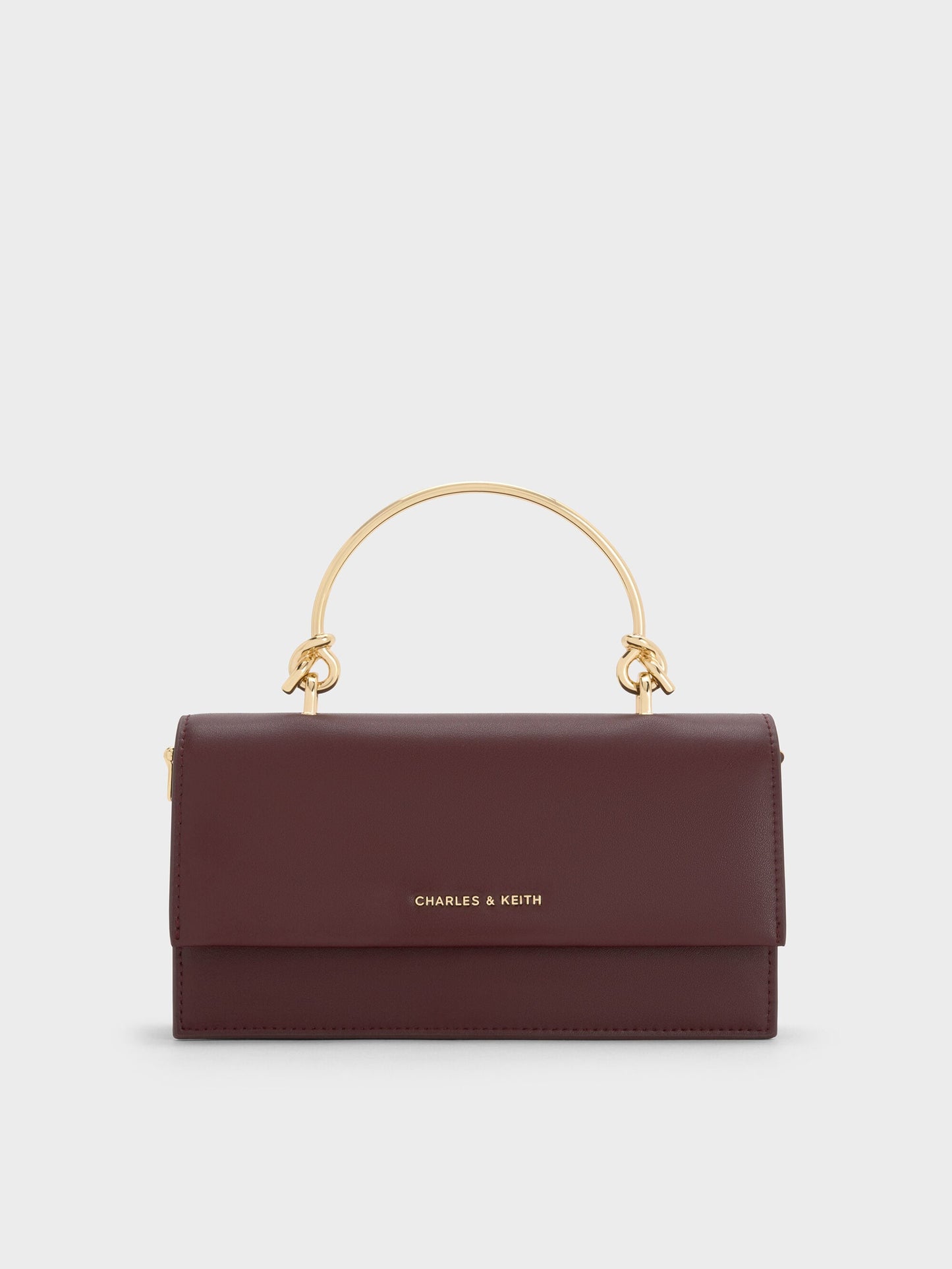 Kristine Sculptural-Handle Long Wallet - Wineberry Red | CHARLES & KEITH