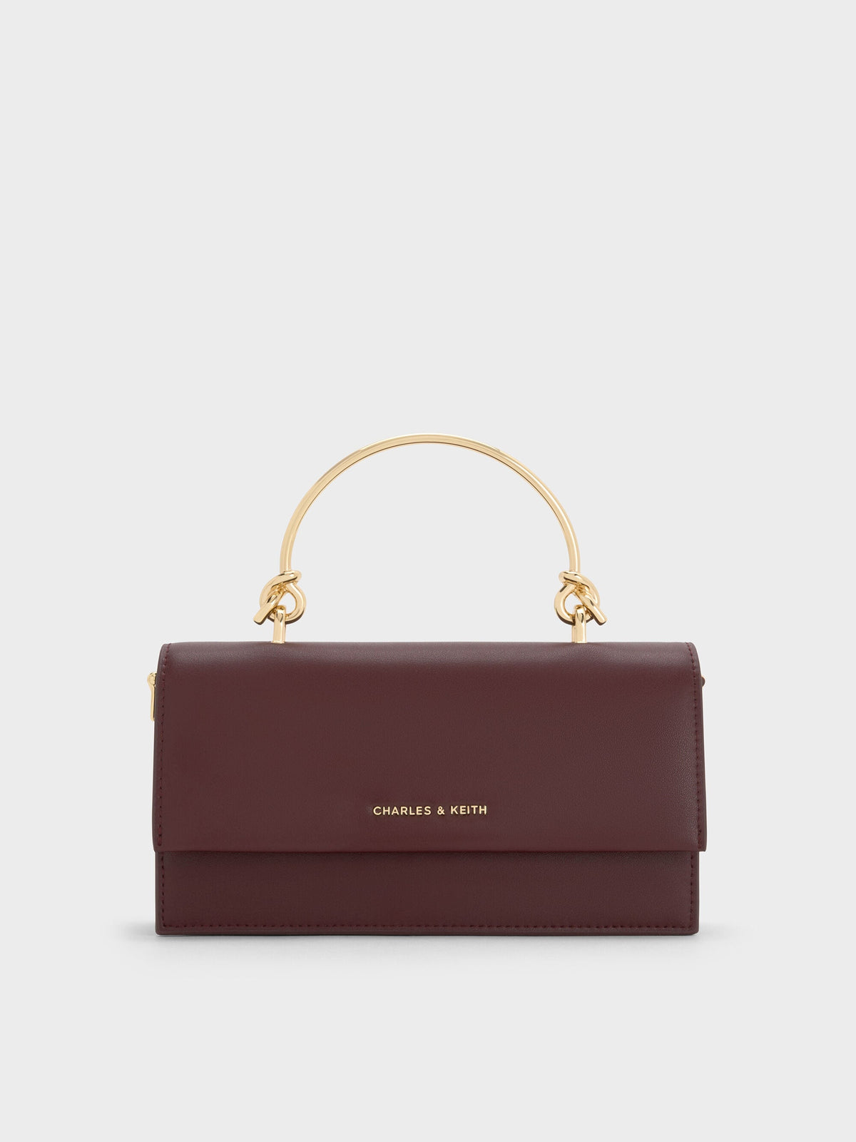 Kristine Sculptural-Handle Long Wallet - Wineberry Red | CHARLES & KEITH