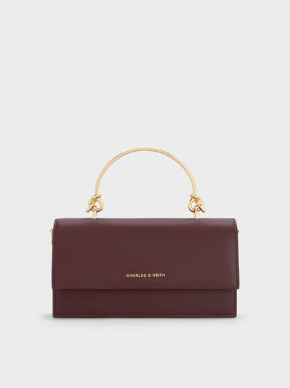 Kristine Sculptural-Handle Long Wallet - Wineberry Red | CHARLES & KEITH