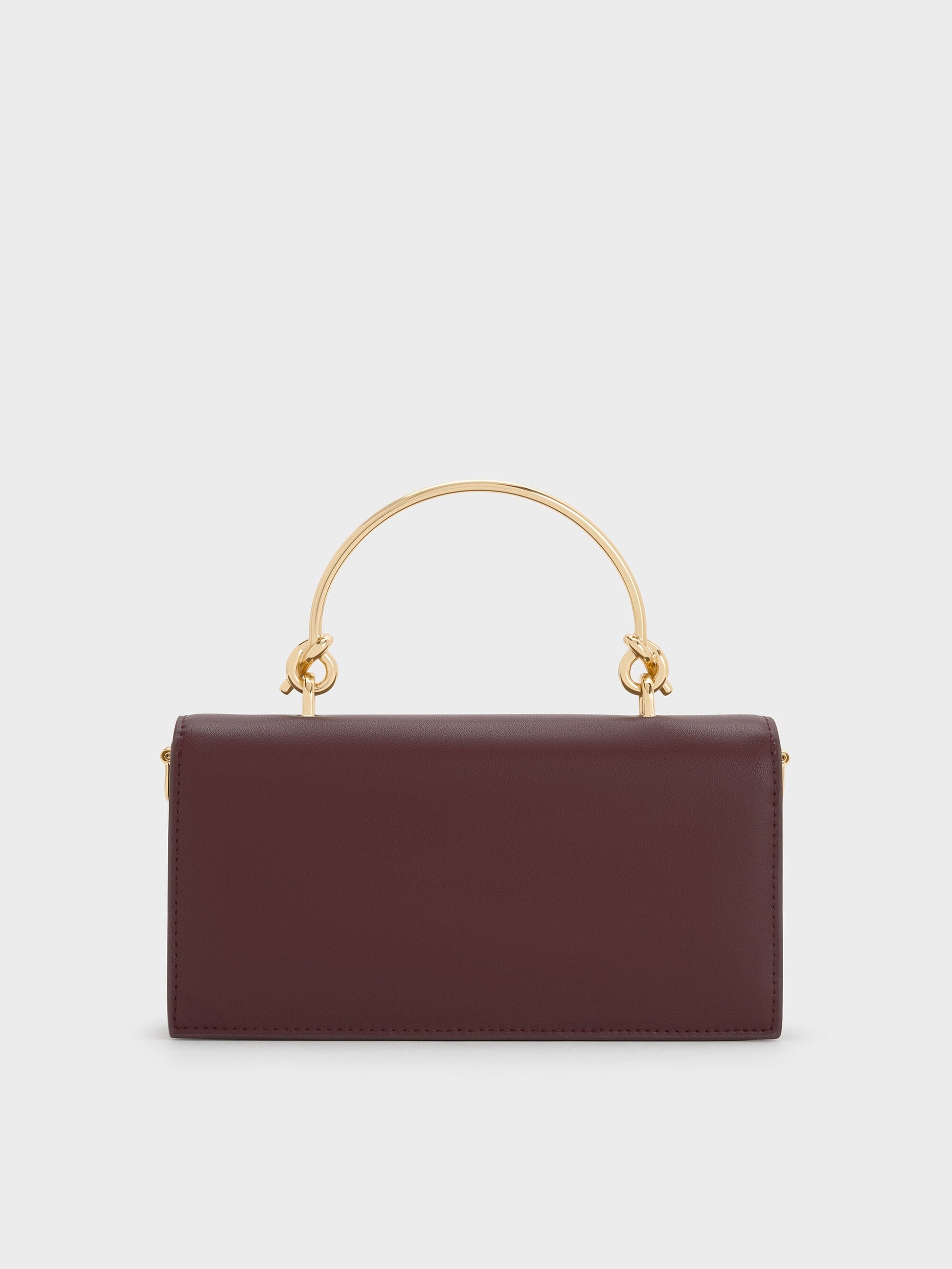 Kristine Sculptural-Handle Long Wallet - Wineberry Red | CHARLES & KEITH