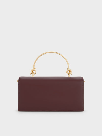 Kristine Sculptural-Handle Long Wallet - Wineberry Red | CHARLES & KEITH