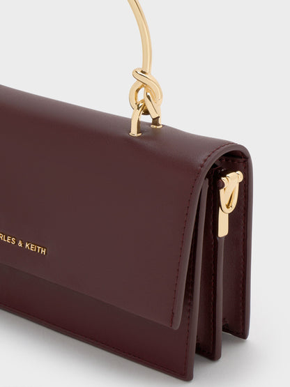 Kristine Sculptural-Handle Long Wallet - Wineberry Red | CHARLES & KEITH