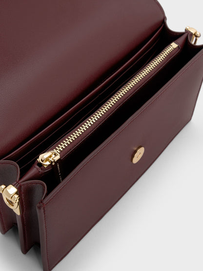 Kristine Sculptural-Handle Long Wallet - Wineberry Red | CHARLES & KEITH