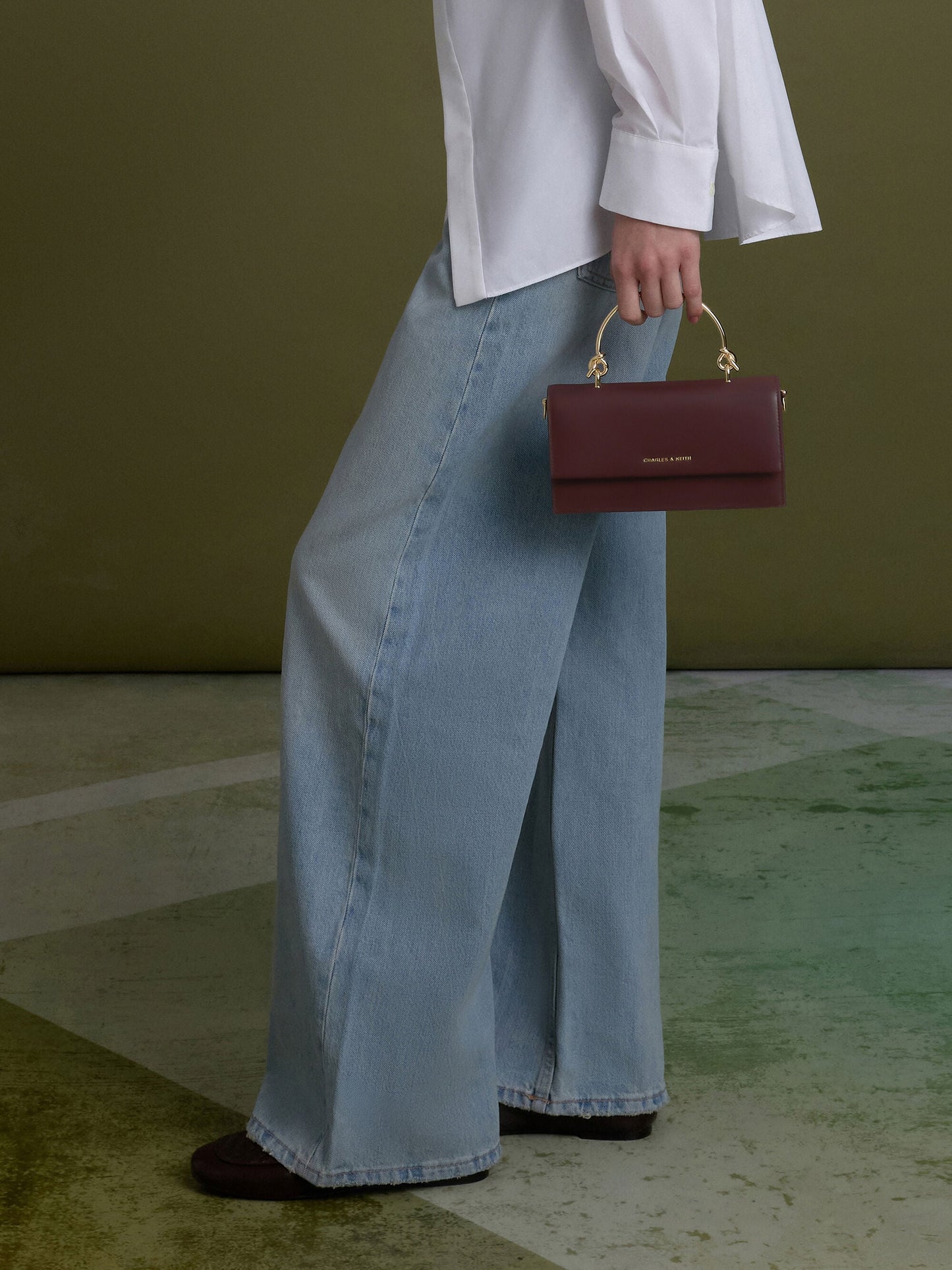 Kristine Sculptural-Handle Long Wallet - Wineberry Red | CHARLES & KEITH