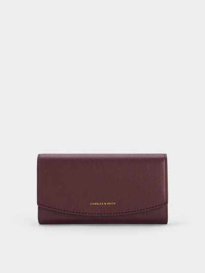 Briony Curved Flap Long Wallet - Wineberry Red | CHARLES & KEITH