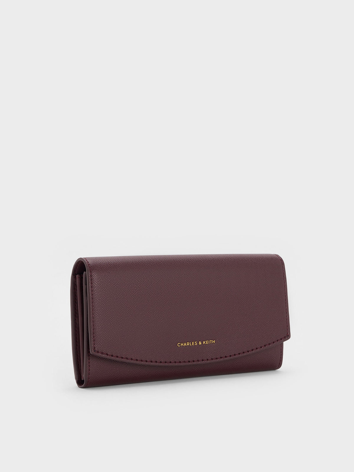Briony Curved Flap Long Wallet - Wineberry Red | CHARLES & KEITH