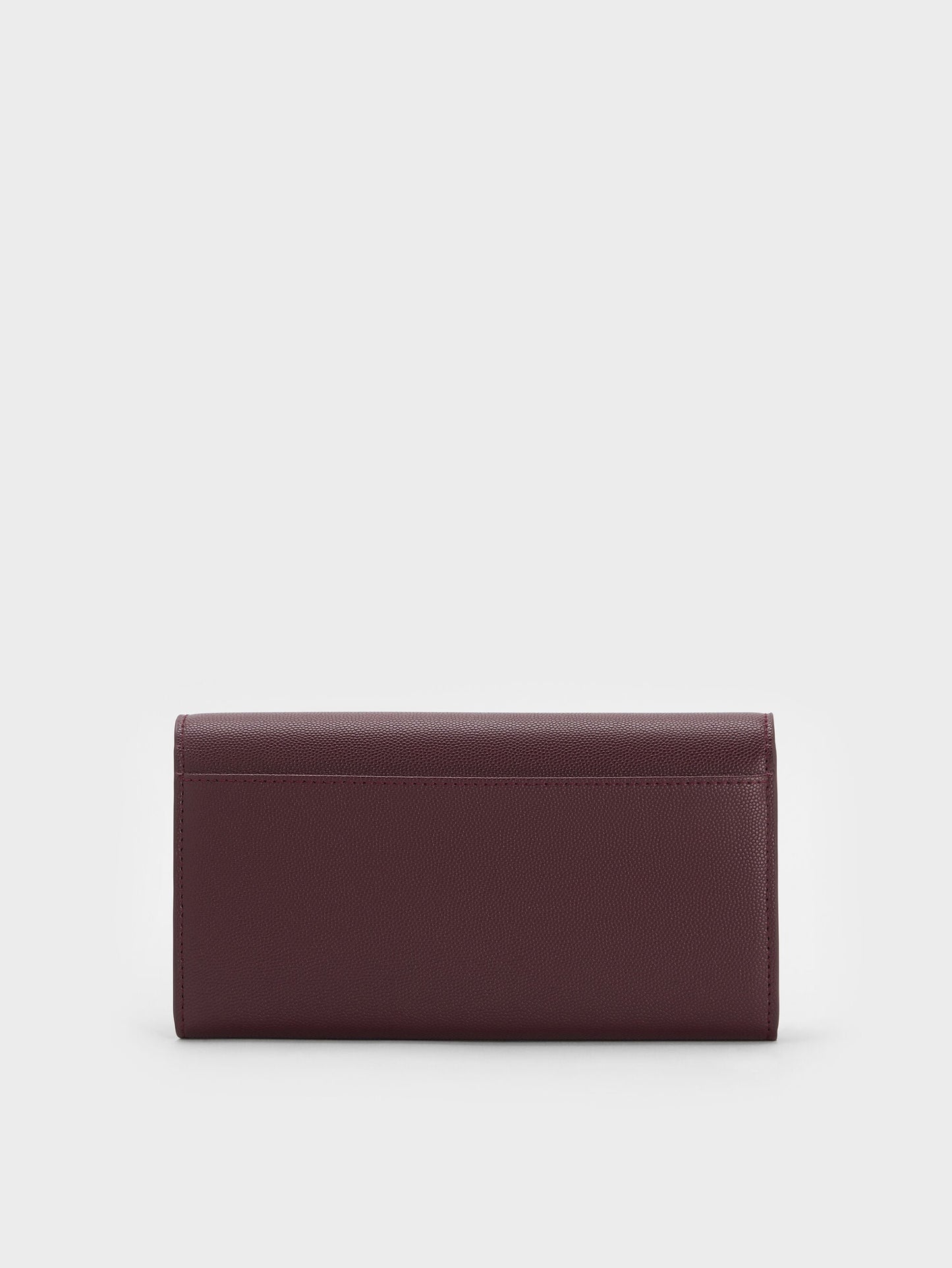 Briony Curved Flap Long Wallet - Wineberry Red | CHARLES & KEITH