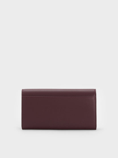 Briony Curved Flap Long Wallet - Wineberry Red | CHARLES & KEITH
