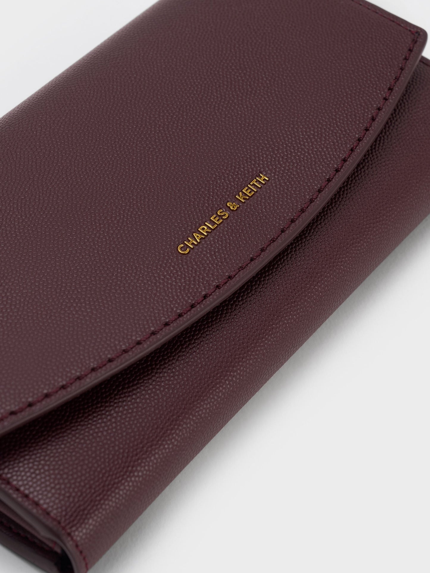 Briony Curved Flap Long Wallet - Wineberry Red | CHARLES & KEITH