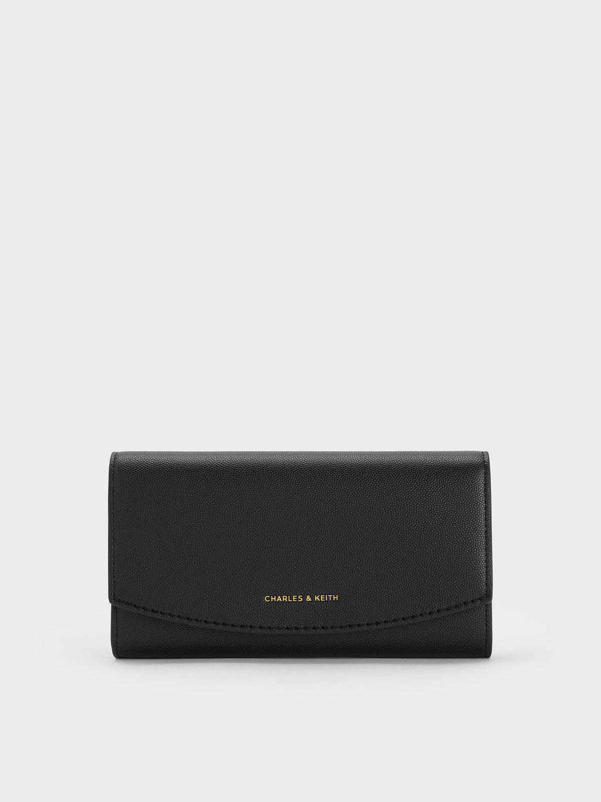 Briony Curved Flap Long Wallet - Black | CHARLES & KEITH