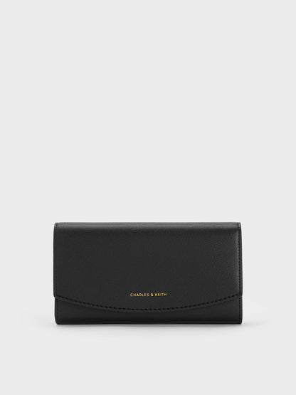 Briony Curved Flap Long Wallet - Black | CHARLES & KEITH