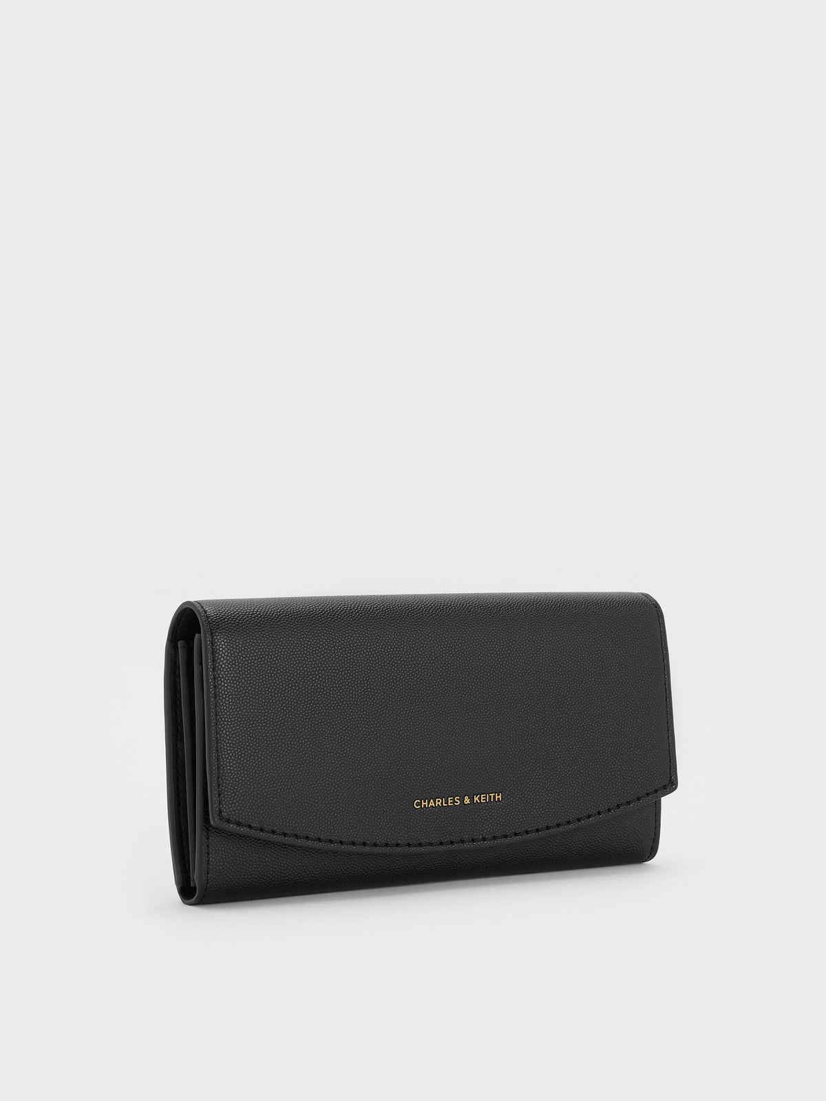 Briony Curved Flap Long Wallet - Black | CHARLES & KEITH