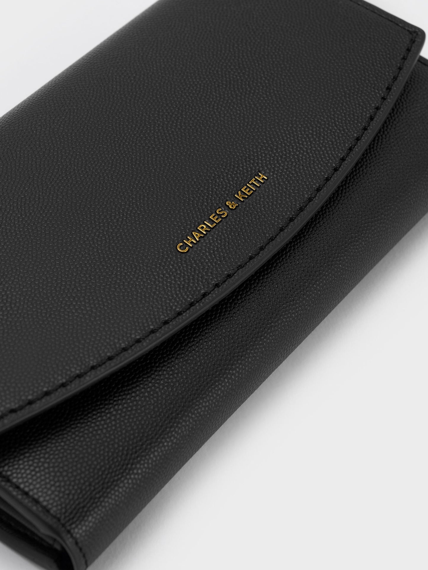 Briony Curved Flap Long Wallet - Black | CHARLES & KEITH