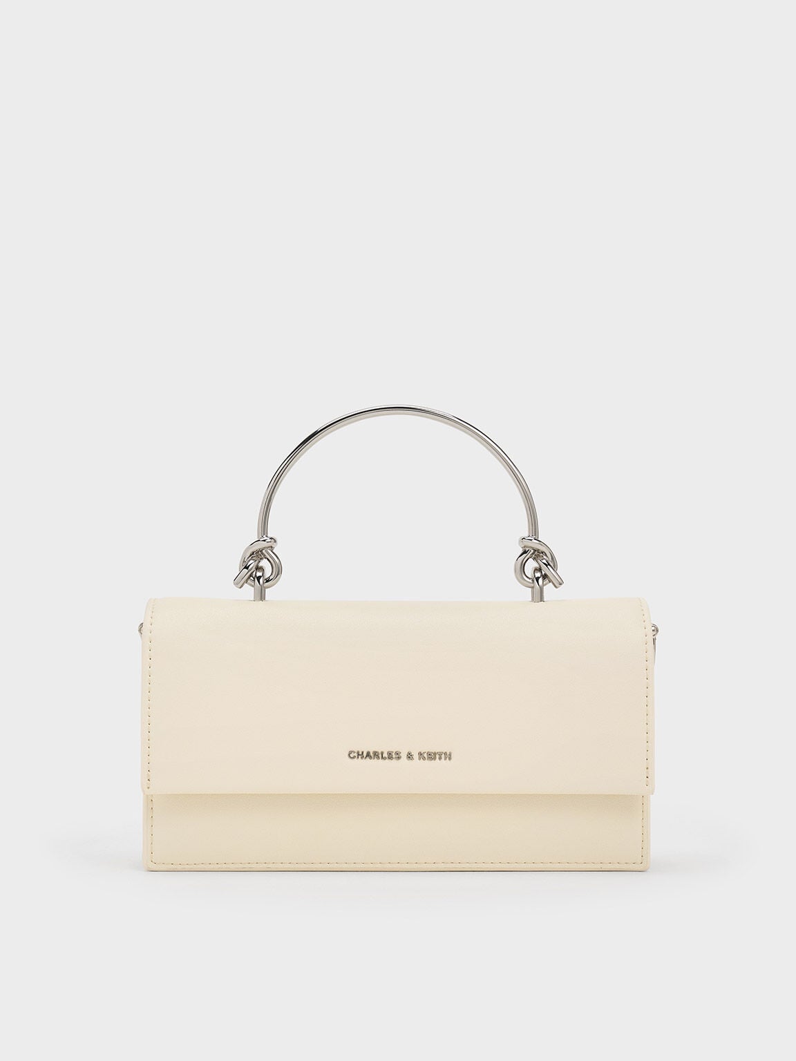 Kristine Sculptural-Handle Long Wallet - Cream | CHARLES & KEITH