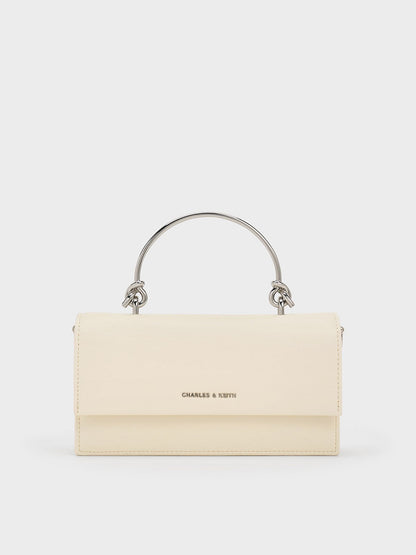 Kristine Sculptural-Handle Long Wallet - Cream | CHARLES & KEITH