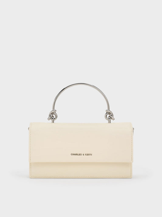 Kristine Sculptural-Handle Long Wallet - Cream | CHARLES & KEITH
