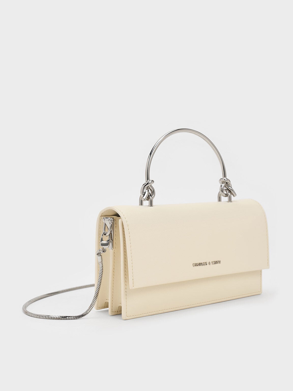 Kristine Sculptural-Handle Long Wallet - Cream | CHARLES & KEITH