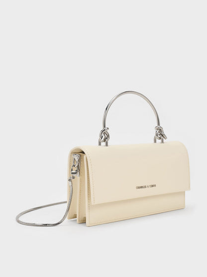 Kristine Sculptural-Handle Long Wallet - Cream | CHARLES & KEITH