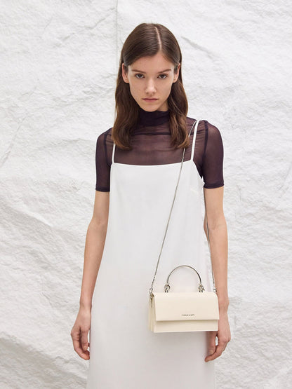 Kristine Sculptural-Handle Long Wallet - Cream | CHARLES & KEITH