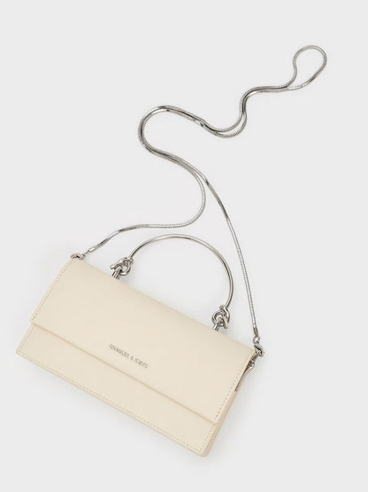 Kristine Sculptural-Handle Long Wallet - Cream | CHARLES & KEITH