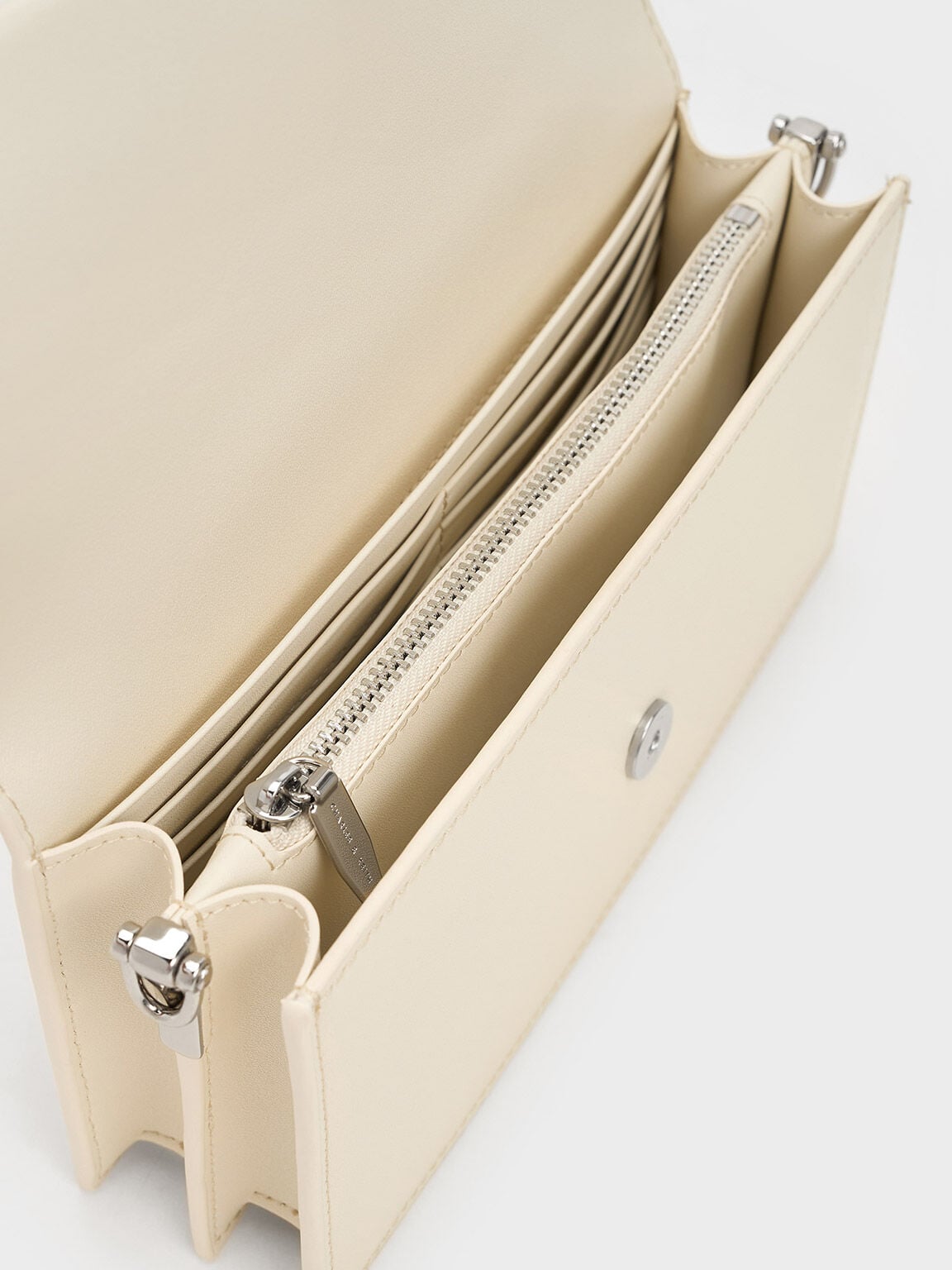 Kristine Sculptural-Handle Long Wallet - Cream | CHARLES & KEITH