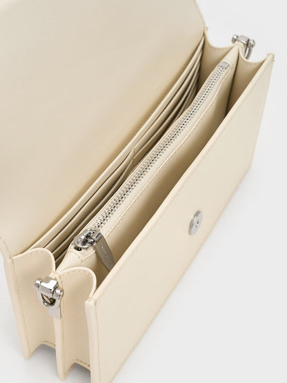 Kristine Sculptural-Handle Long Wallet - Cream | CHARLES & KEITH
