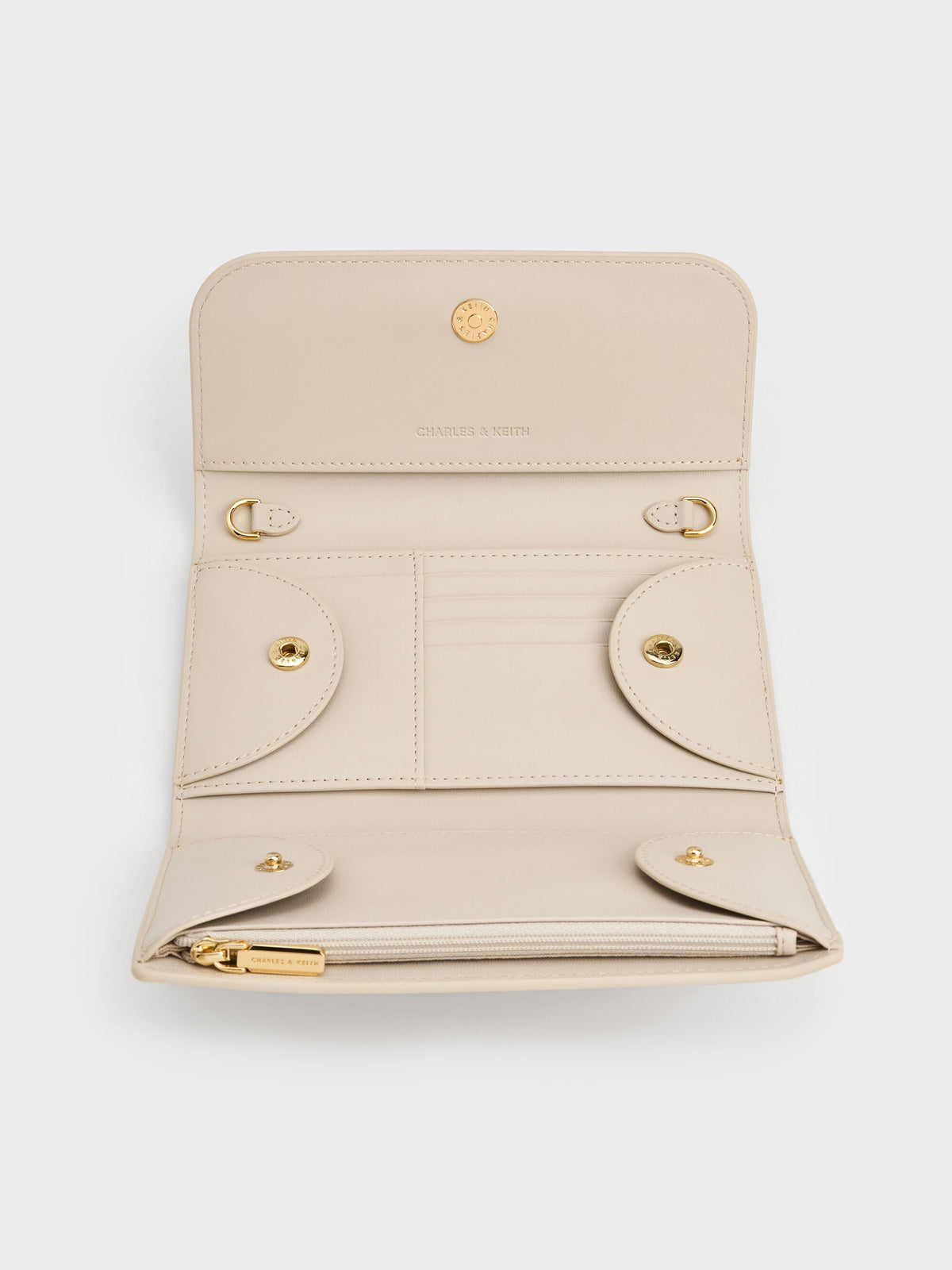 Octavia Front Flap Long Wallet - Ivory | CHARLES & KEITH