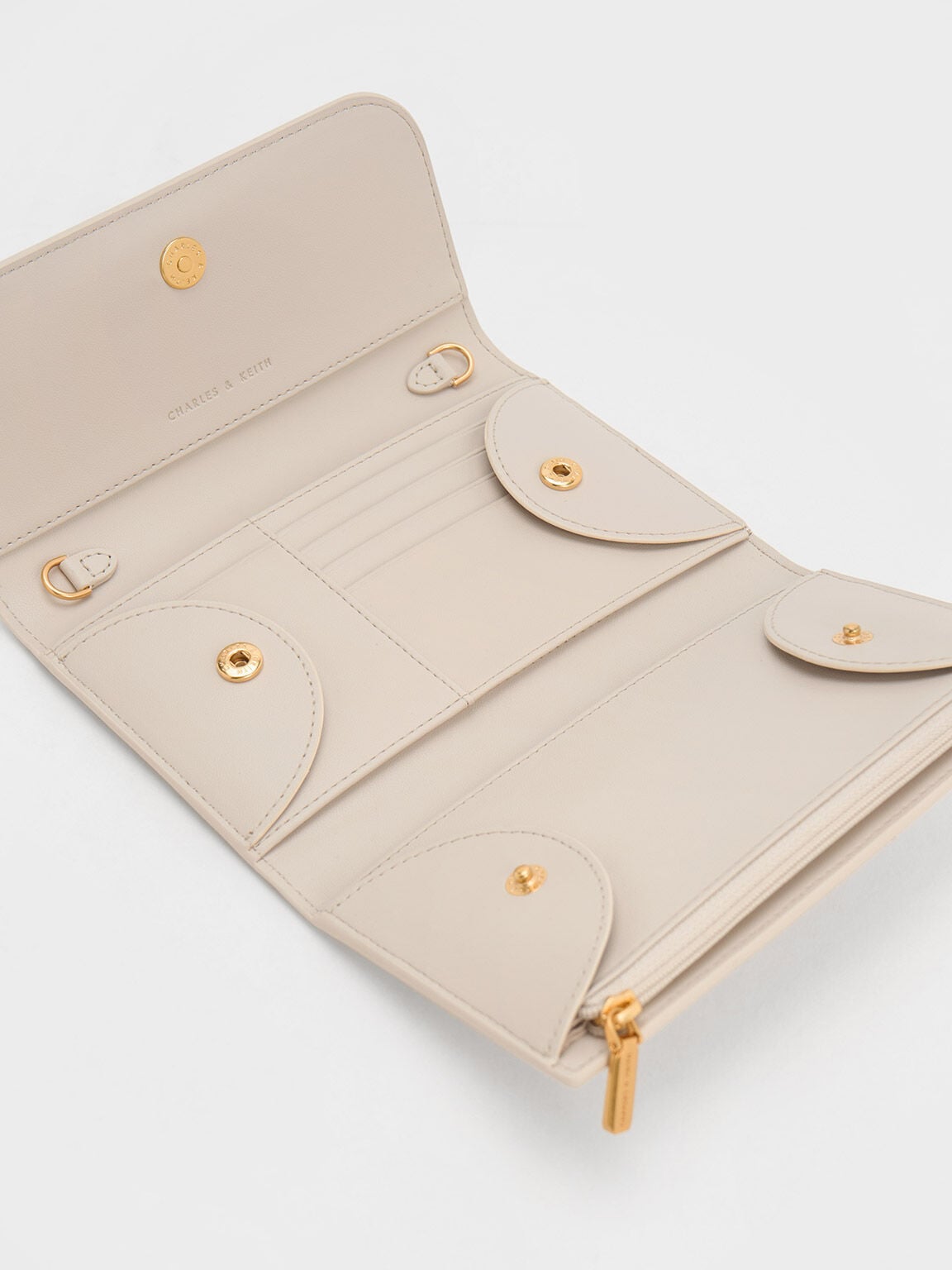 Octavia Front Flap Long Wallet - Ivory | CHARLES & KEITH