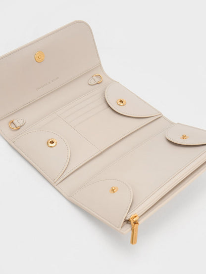 Octavia Front Flap Long Wallet - Ivory | CHARLES & KEITH