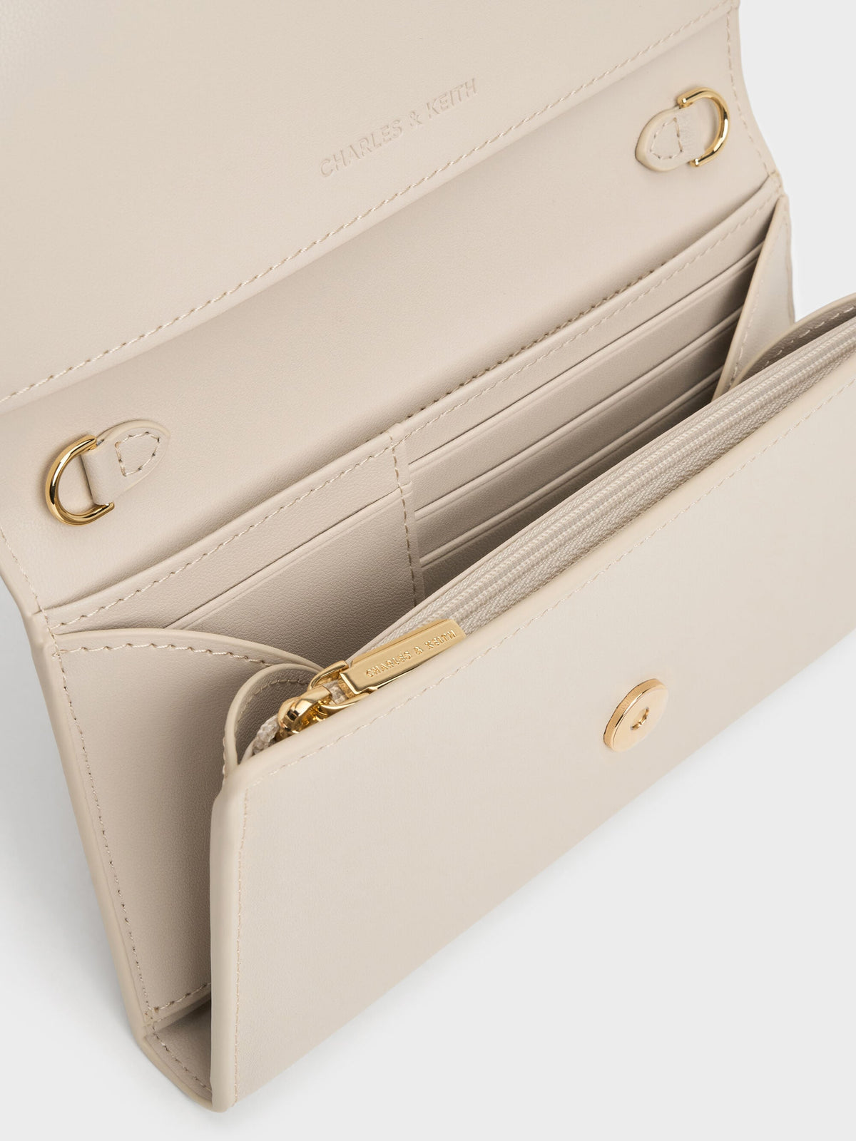 Octavia Front Flap Long Wallet - Ivory | CHARLES & KEITH