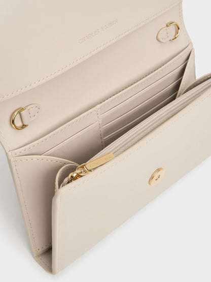Octavia Front Flap Long Wallet - Ivory | CHARLES & KEITH