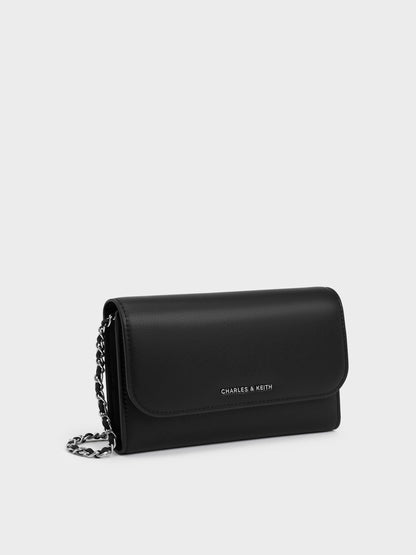 Octavia Front Flap Long Wallet - Noir | CHARLES & KEITH