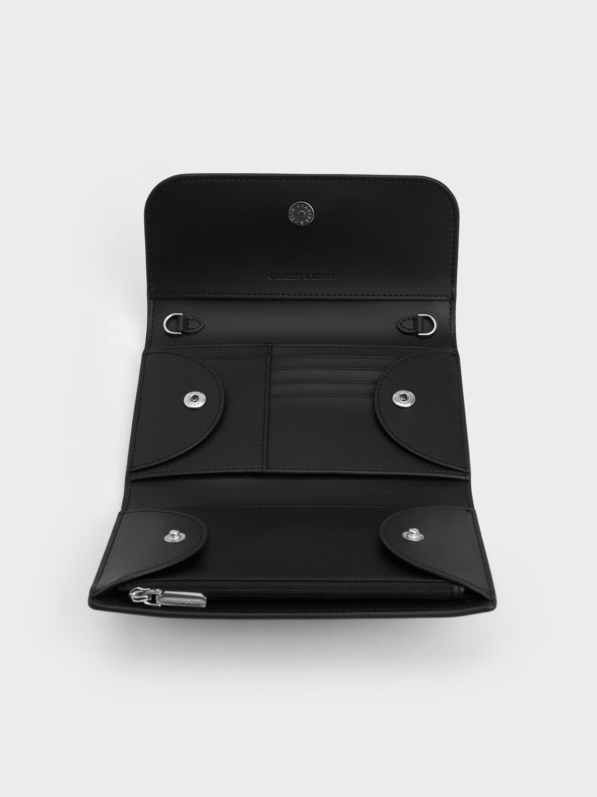 Octavia Front Flap Long Wallet - Noir | CHARLES & KEITH